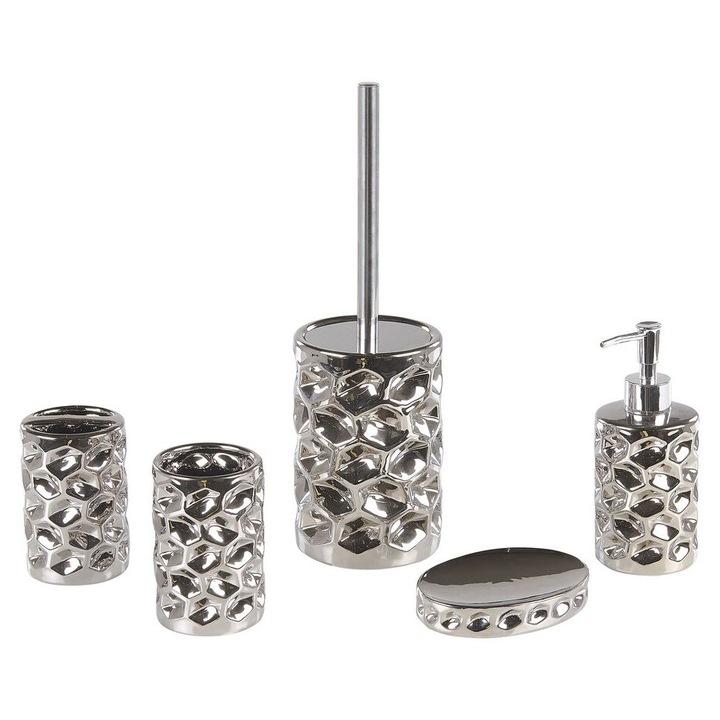 Set de 5 accesorii pentru baie Tirua Ceramica Argintiu