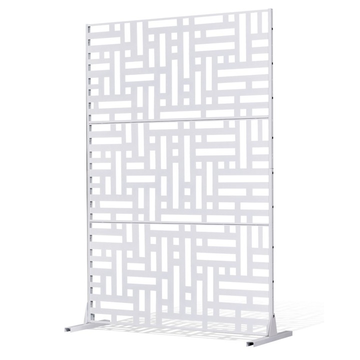 Paravan Metalic, pentru Exterior, Dimensiuni 119cm x 193cm, Culoare Alb