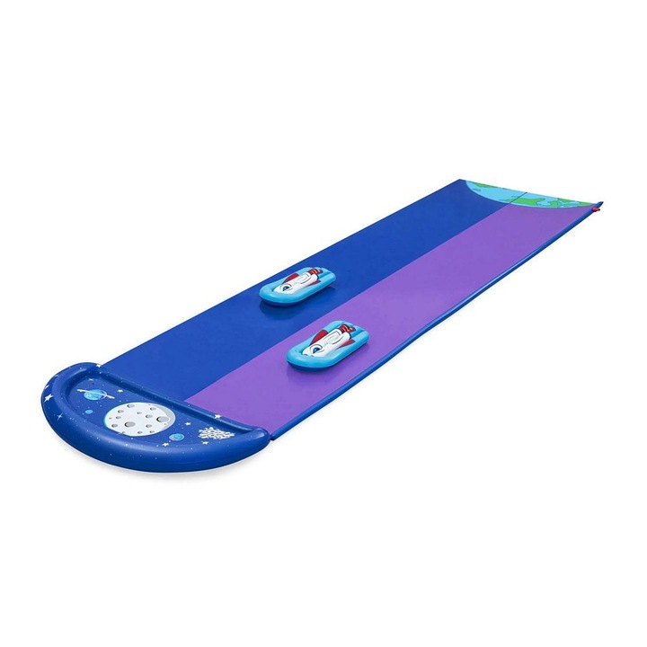 Bestway felfújható vízicsúszda, PVC-ből, kerti tömlőcsatlakozóval, 2 személyes, 488 cm hosszú, lila