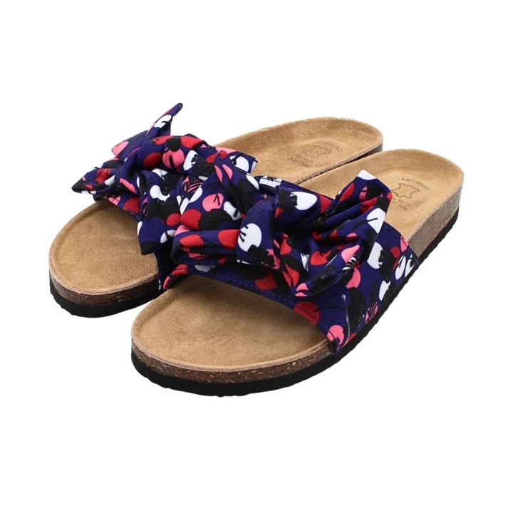 Papuci de dama, cu bulinute si fundita, Perletti, Rosu/Alb/Maro/Bleumarin, 40