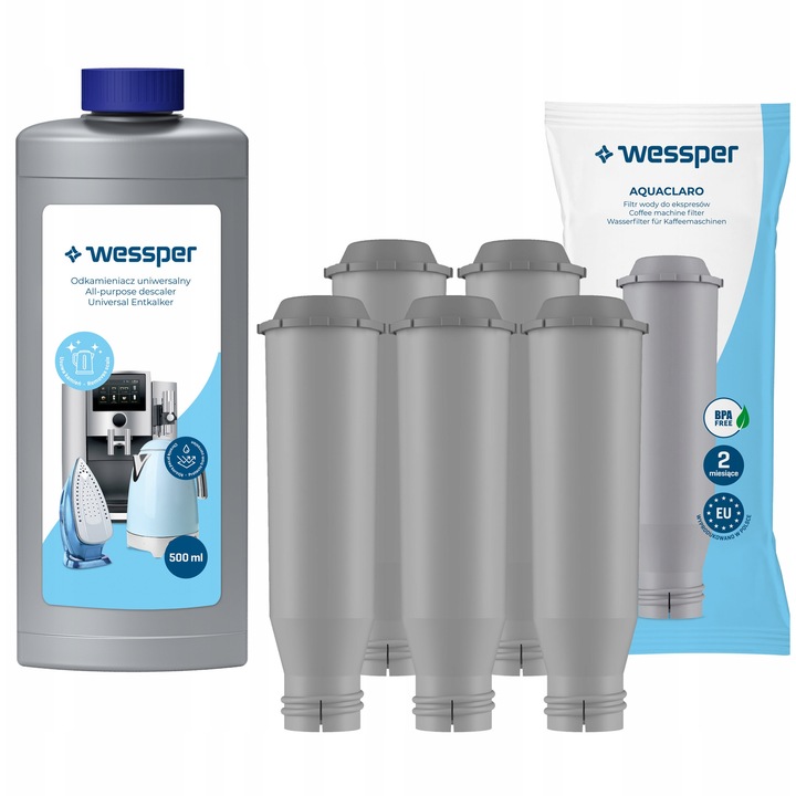 5x filtru de apa pentru masina de cafea Krups + detartrant universal 500ml