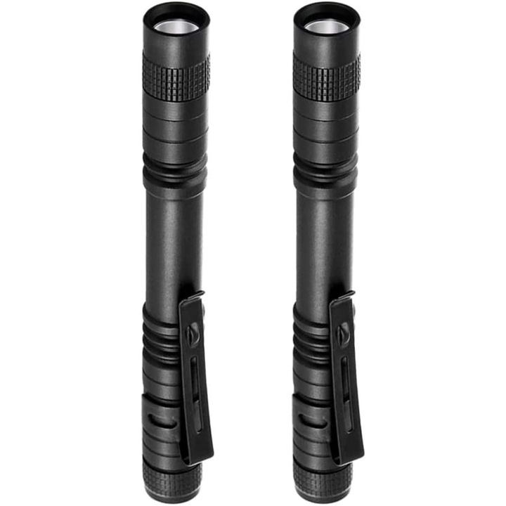 Lanterna LED mini, set de 2 bucati, aluminiu, impermeabil, 10x3cm