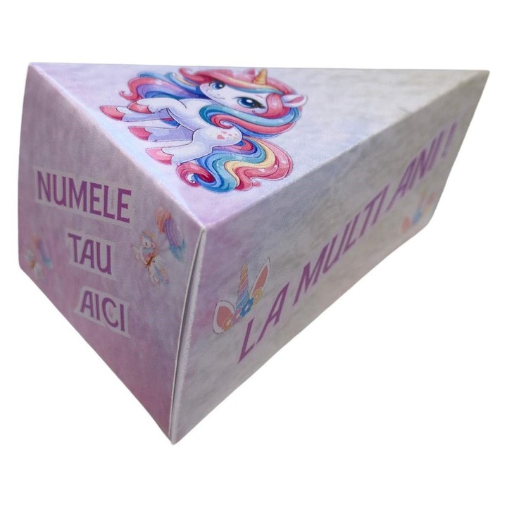 Cutie Felie Tort Model Unicorn Carton Lucios Ambalaj Cadou Petreceri Copii Aniversari