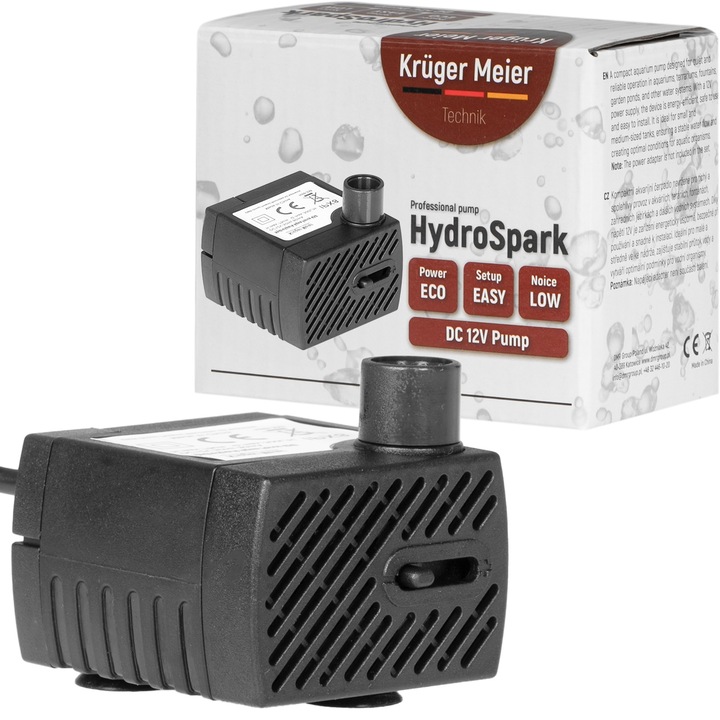 Szivattyú, Kruger Meier, HydroSpark 300l/h, 12V mini pumpa, szabályozható, mobil & off-grid használatra, 0.96W