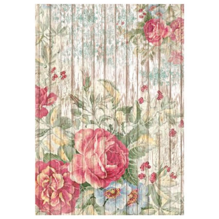 Dekupázs rizspapír A4 csomag - Virágok famintás alapon - DFSA4208