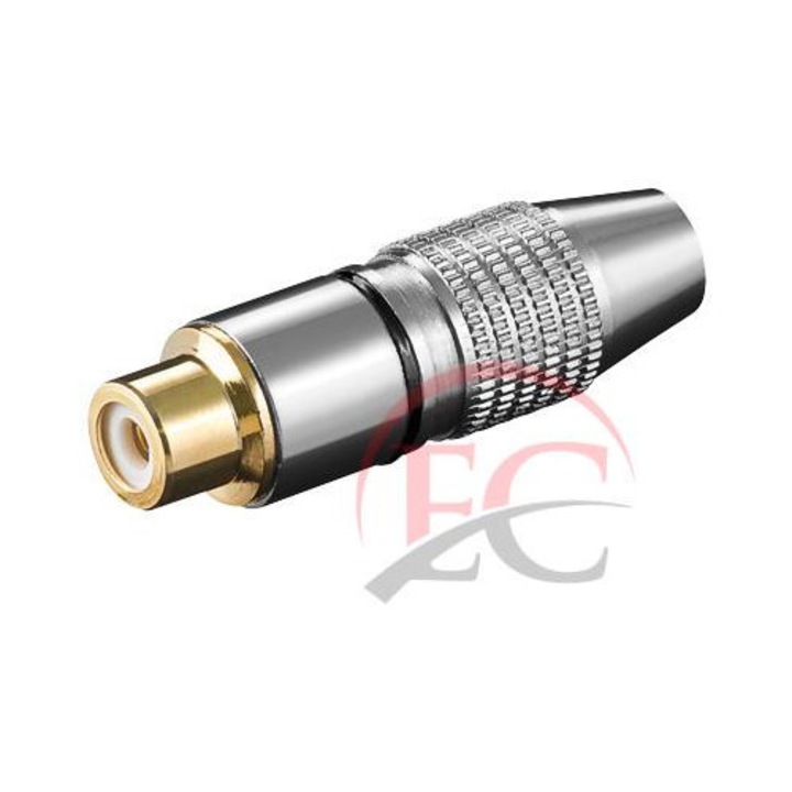 Goobay 11907 Szerelhető RCA csatlakozó, Fém aljzat króm aranyozott