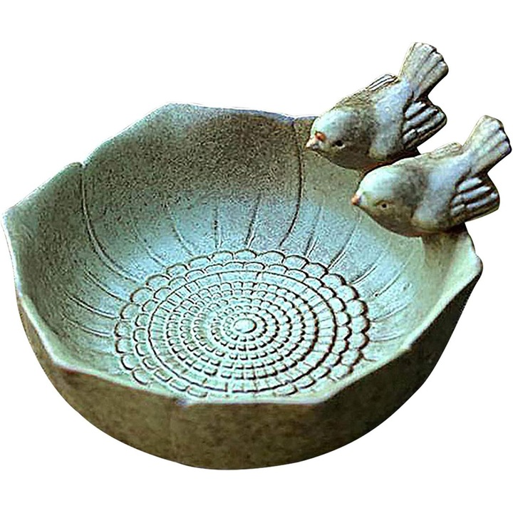 Bájos kerámia madáretető feketerigók számára, 15 x 15 x 7,5 cm méretben, amely vonzza a madarakat a kertjébe