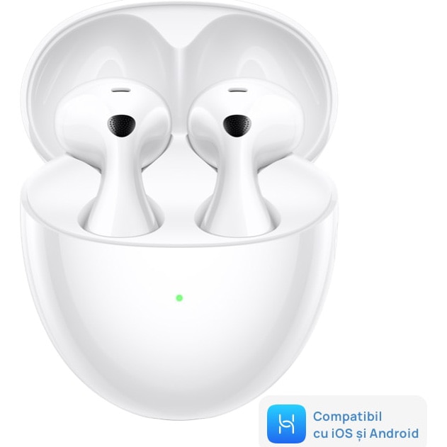 Casti In-Ear Huawei FreeBuds 6, True wireless, Bluetooth, AI noise cancelling, Autonomie 36 ore, IP54, White