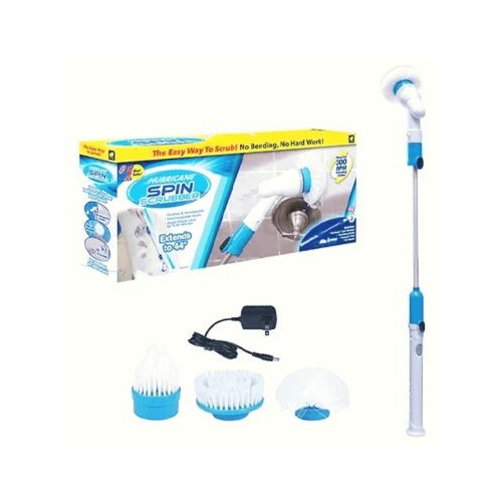 Perie electrica rotativa HURICANE, 300 RPM, cu 3 capete, brat telescopic pentru curatare rapida