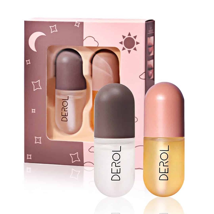 Set, DEROL Lip Plumper pentru zi si noapte, 2 bucati