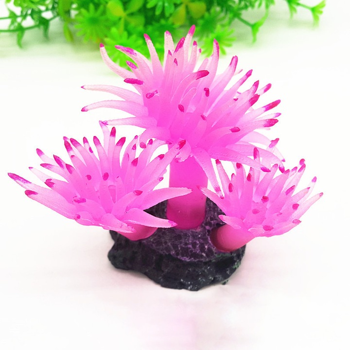 Arici de mare artificial, decoratiune din silicon pentru acvarii (roz)