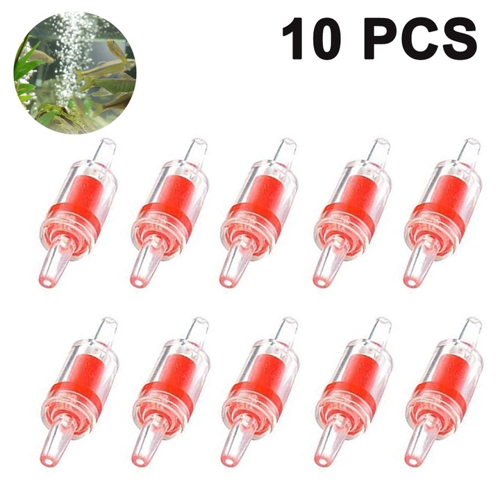 Set 10 valve unidirectionale HERUSI pentru pompa aer acvariu rosu 4,5mm