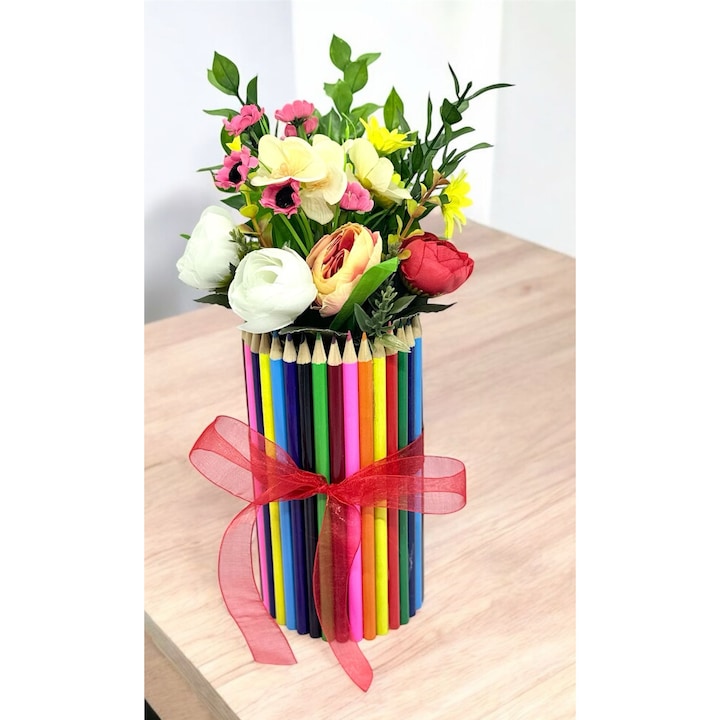 Aranjament floral "Creioane colorate" 30x9cm
