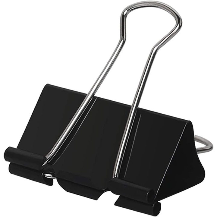 Set 10 cleme mari pentru hartie, negru, 34mm