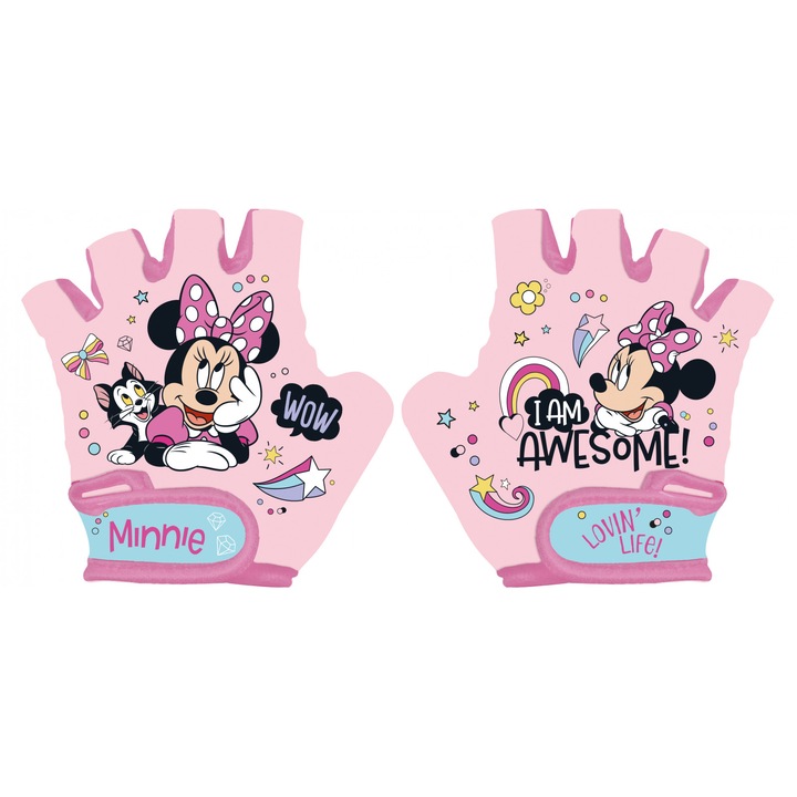 Manusi protectie copii, model Minnie, marime +3 ani (pana la 15 cm circumferinta)