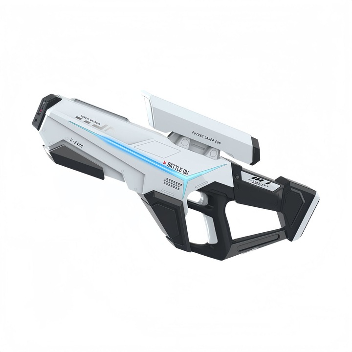 Pistol electric cu apa, capacitate mare de 750 ml, pentru joaca in apa vara, absorbtie automata a apei, raza lunga de actiune, alb