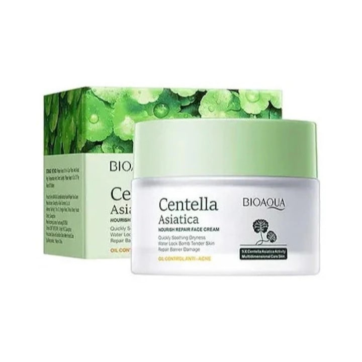 Belora BIOAQUA Centella Asiatica arckrém, 50g, hidratáló és regeneráló, érzékeny, bőrhibákkal küzdő bőrre
