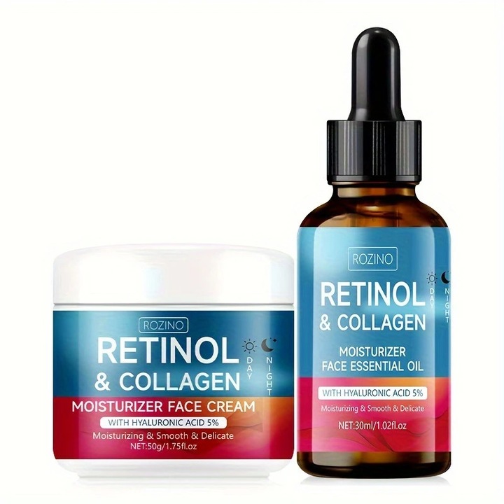 Belora arckrém szett, ROZINO, kollagén, C-vitamin, 50g + retinol illóolaj, 30ml