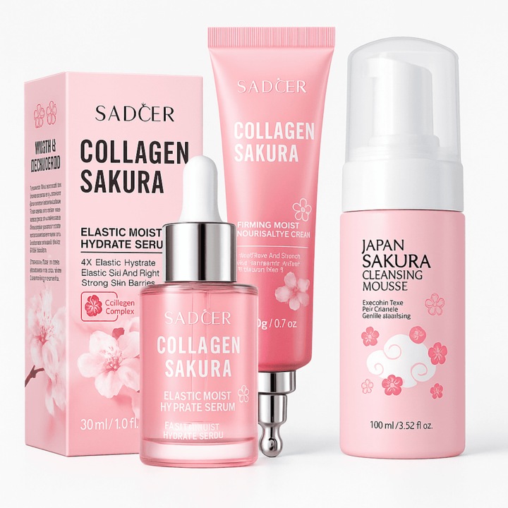Bőrápoló szett, Belora, Collagen Sakura, hidratálás, feszesség, 30ml+20g+100ml