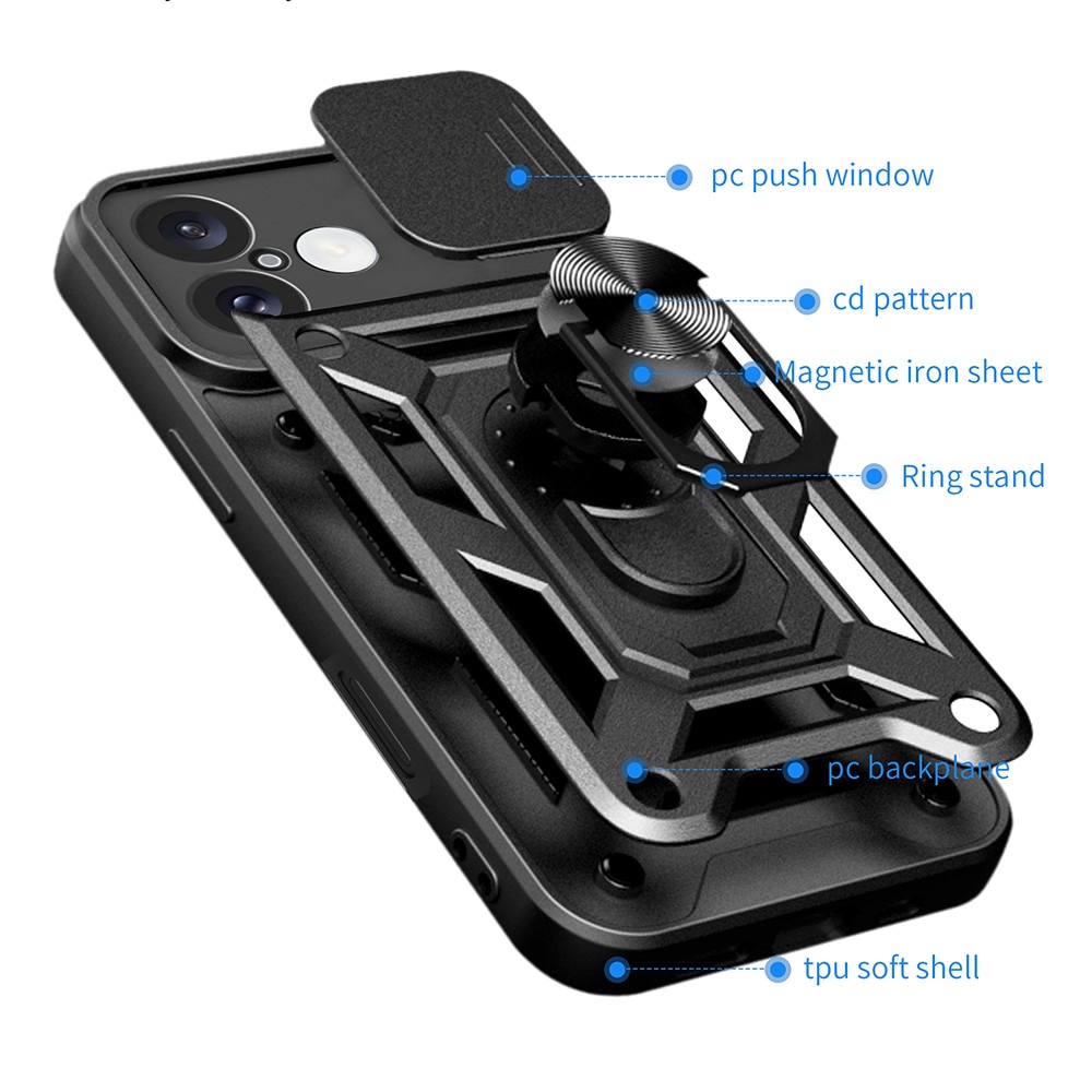 Husa pentru Honor 400 Pro Ring Armor Kickstand Tough Rugged Cover cu protectie camera - Negru royal