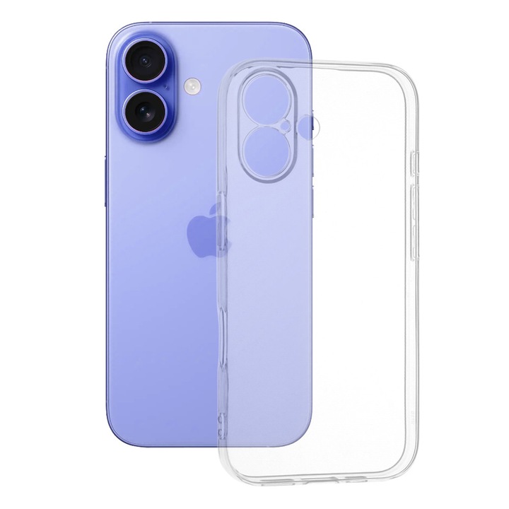 Husa Slim Clear pentru Apple iPhone 16, Margini Inaltate, Protectie Maxima, Design Fit, Silicon Flexibil, Transparenta