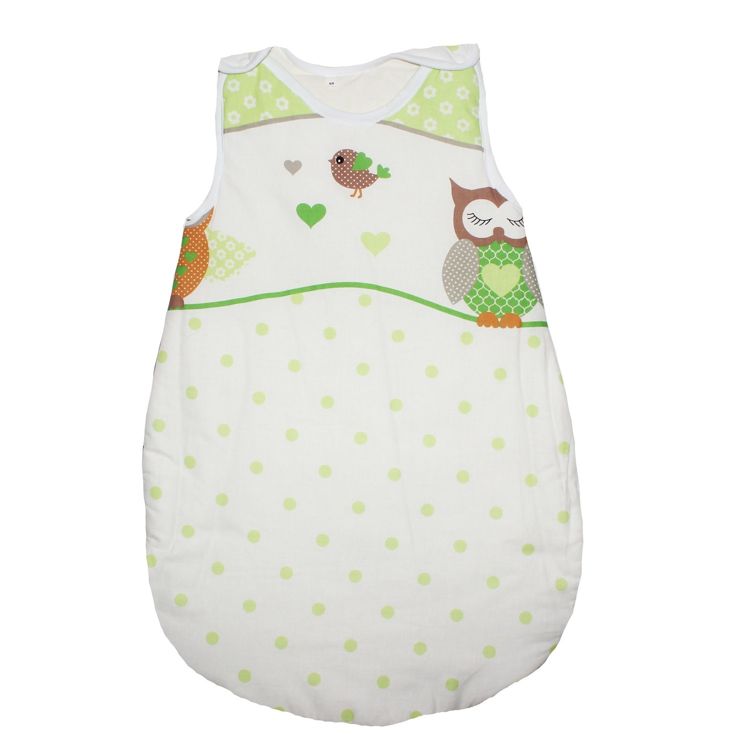 Sac de dormit, iarna, bufnite mari, verzi, 6-12 luni