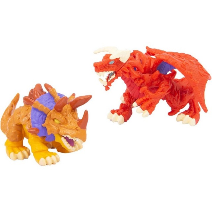 Jucarie mini figurine Dino Triceratops si Nagarex si 2 carduri Dino,5 cm, Giochi Preziosi