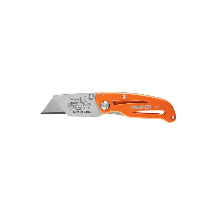 Cutter pentru gips carton, pliabil 15 cm, corp aluminiu, 5 lame de rezerva, Truper