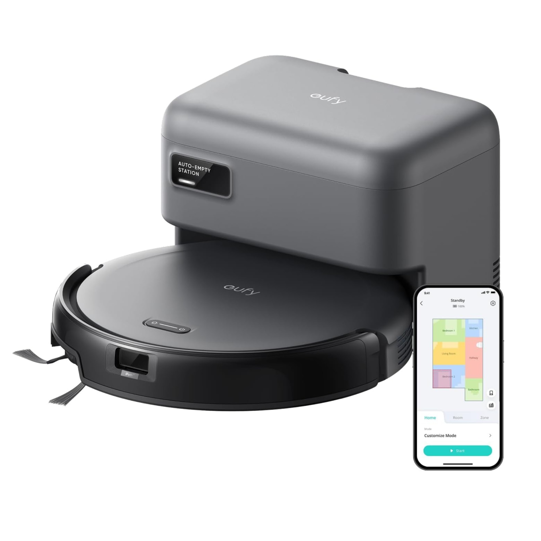 Aspirator robot eufy Robot Vacuum C10, 4000 Pa, Navigatie Lidar, Gri