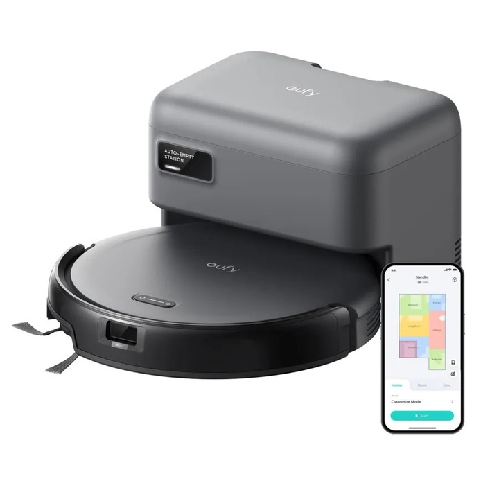 Aspirator robot eufy Robot Vacuum C10, 4000 Pa, Navigatie Lidar, Sac de praf de 3L, Autonomie de 120 de min, Gri