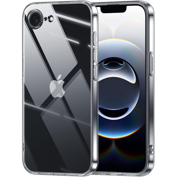 iPhone 16e kompatibilis szilikon hátlaptok, vastag, átlátszó, kamera védelemmel, 2mm
