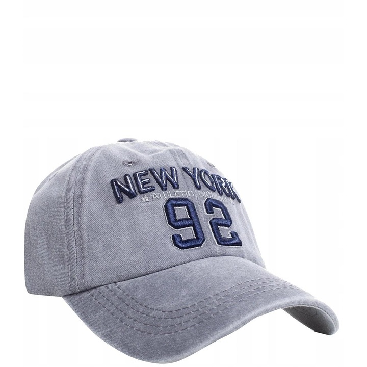 Sapca de baseball barbati brodate New York 92 Vintage, Agrafka, Bumbac, Gri, 55-60 CM