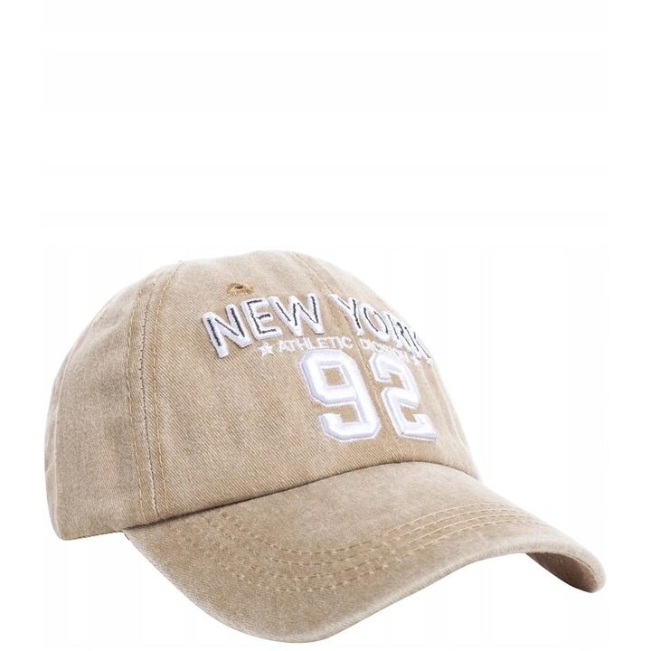 Sapca de baseball barbati brodate New York 92 Vintage, Agrafka, Bumbac, Bej, 55-60 CM