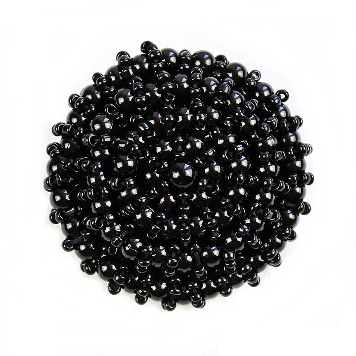 Nasturi negri din plastic cu margele, 45 mm, 2 bucati, pentru haine si decoratiuni