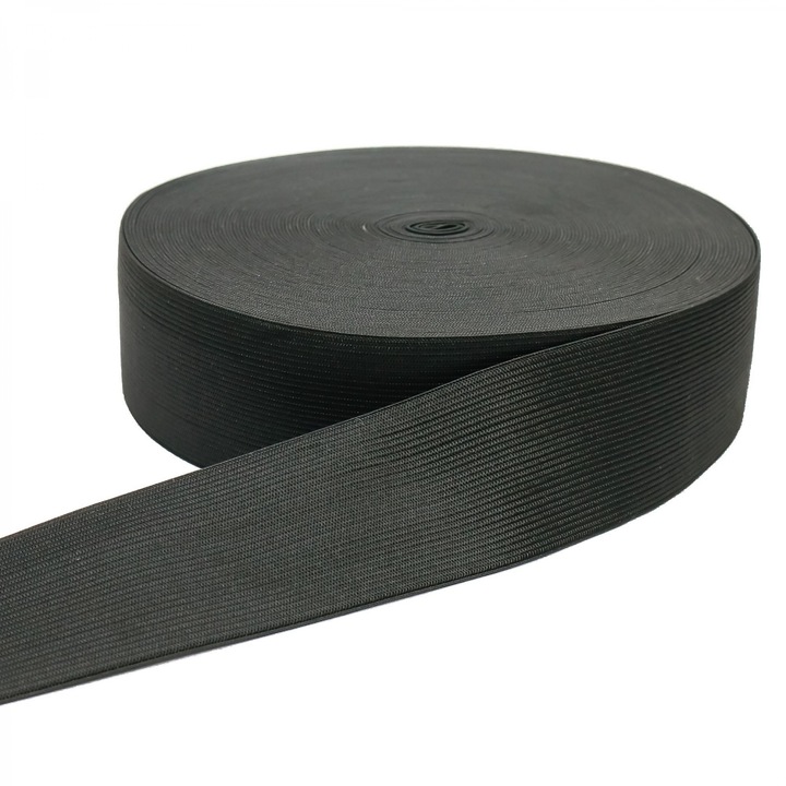 Elastic 50 mm, 25 m rola, negru, banda elastica pentru confectii si mercerie