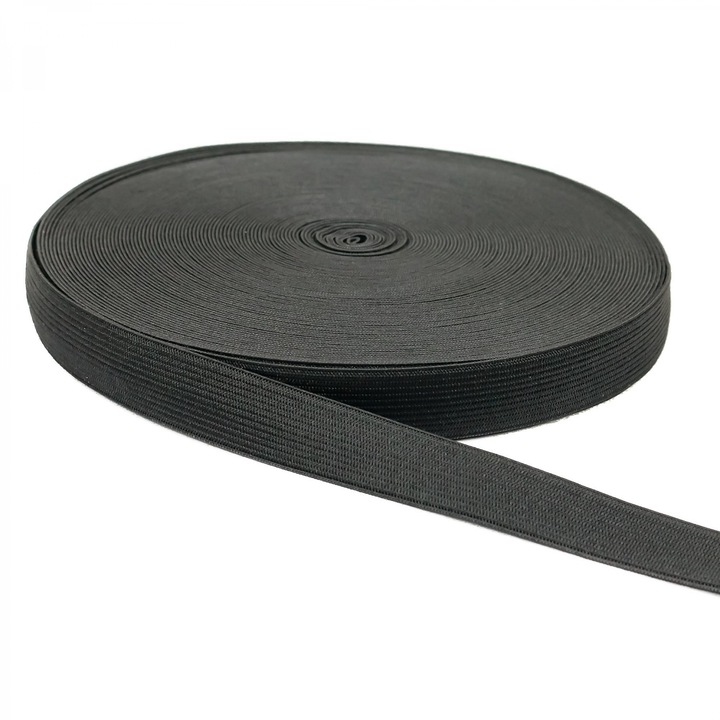 Elastic 20 mm, 25 m rola, negru, banda elastica pentru confectii si mercerie