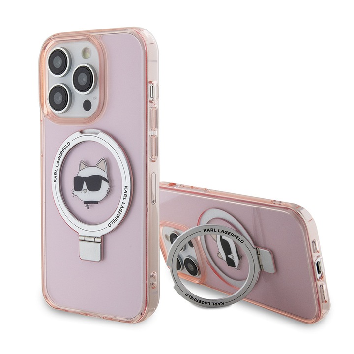 iPhone 15 Pro védőtok, AIR Safe, X40, Lexgard, púderrózsaszín Choupette fejjel