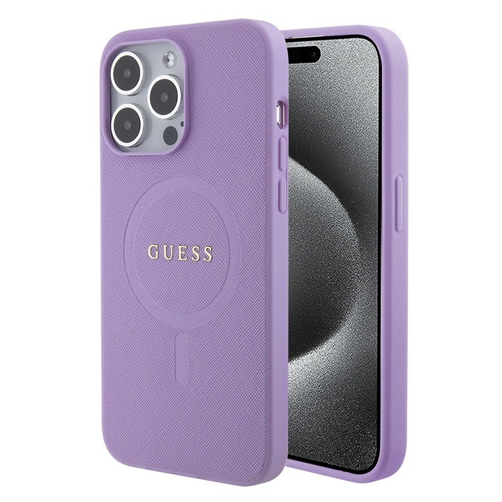 Калъф за телефон Guess, съвместим с iPhone 15 Pro Max, TPU, виолетов