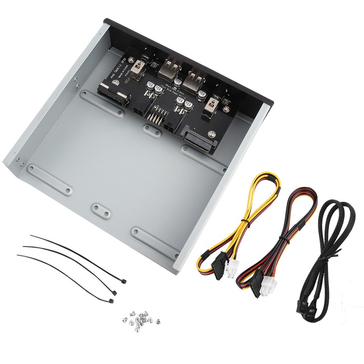 Comutator alimentare HDD HERUSI, 6 iesiri, 2 comutatoare, negru, 5 inch