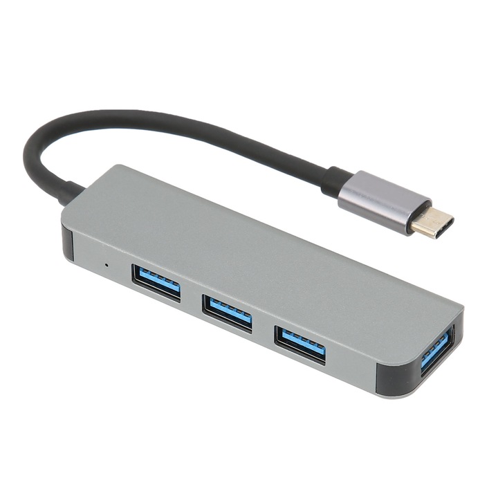 Докинг станция, алуминий, 4 USB 3.0 порта, Type-C
