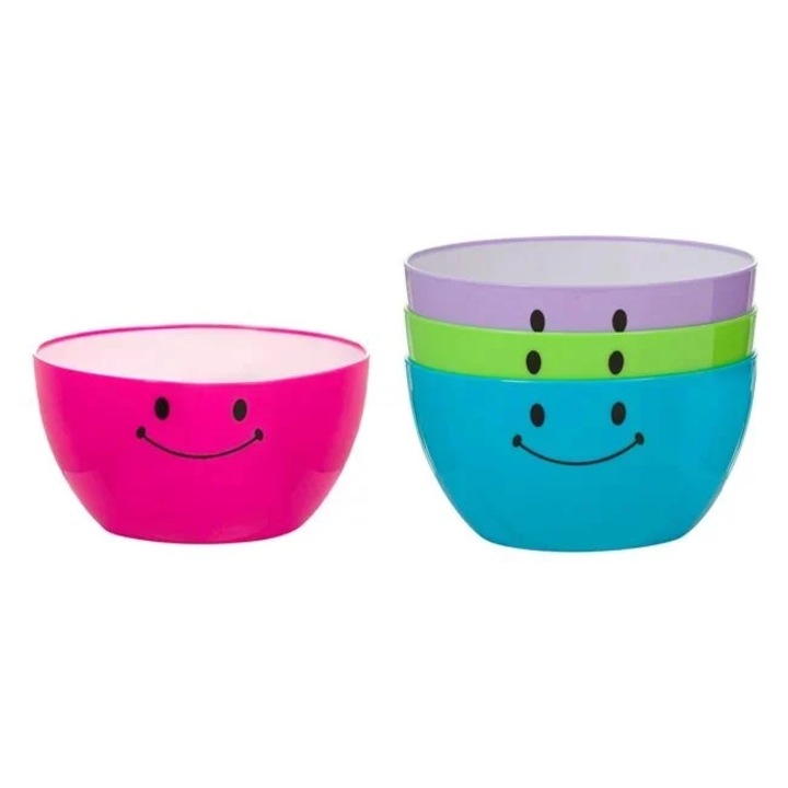 Emoji mintás tálak, műanyag, 4 db, űrtartalom 600ml, több színű