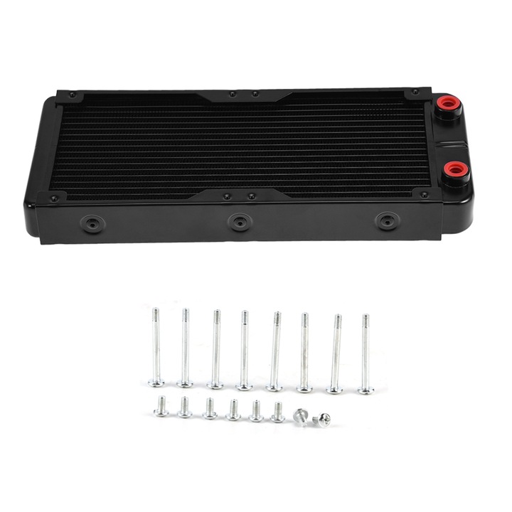 Racitor de apa pentru computer 240MM, 18 tuburi, aluminiu, sistem de racire CPU, design U, 8-10 mm