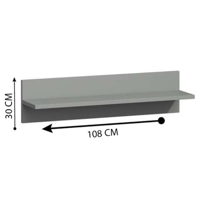 Raft de perete, gri, 108 x 30 cm