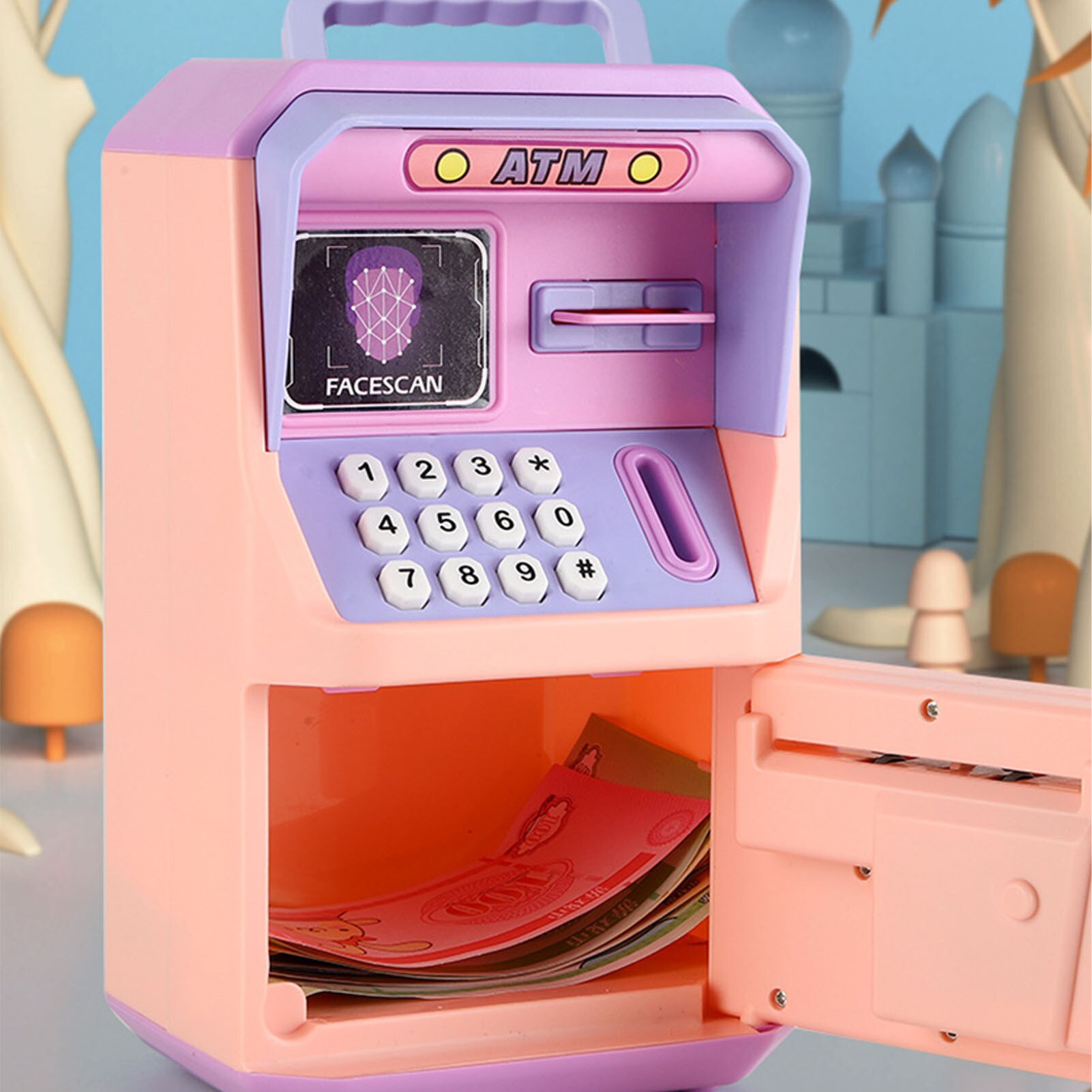 Mini banca bancomat simulare recunoastere faciala bancomat depozitare ...