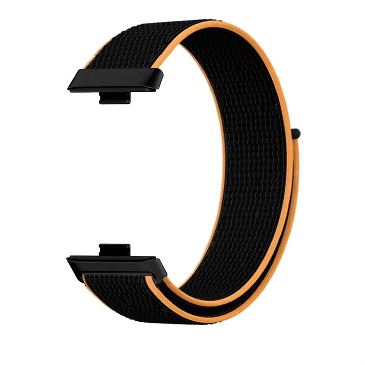 Huawei Fit 3 okosórához való nejlonszíj, HUANLONG, légáteresztő, fekete-narancssárga