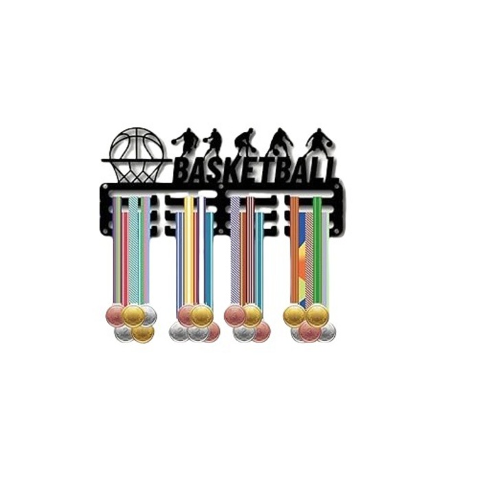 Suport medalie pentru sportivi, metal negru, 11.4x5.1 inch, ideal pentru cadou