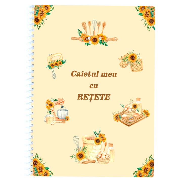 Caiet pentru Retete, A4, cu Spirala, 110 pagini