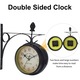 Ceas de perete, ceas de perete de gradina retro cu doua fete, ceas de perete cu doua fete in stil industrial retro, potrivit pentru decoratiuni interioare, decor de ceas de perete clasic creativ in stil antic, negru, 5 inci