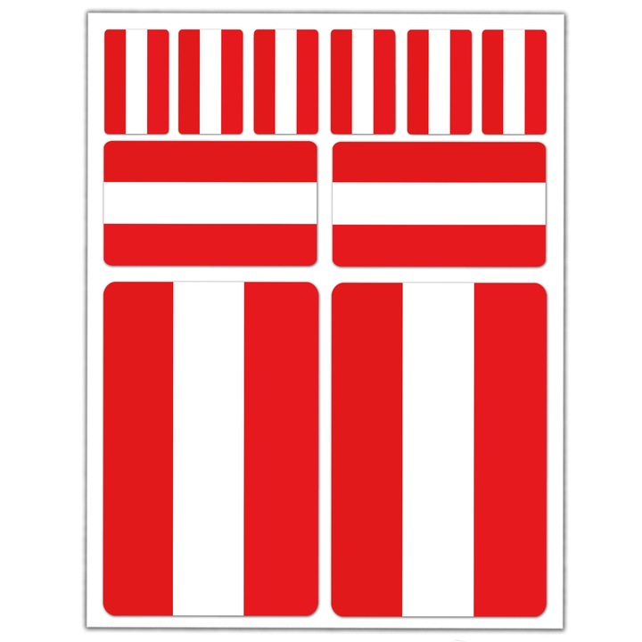 Autocolante autoadezive laminate din PVC, Biomar Labs, potrivite pentru biciclete, casti, masini, motociclete, laptopuri, Steagul Austriei, 10 buc. D26