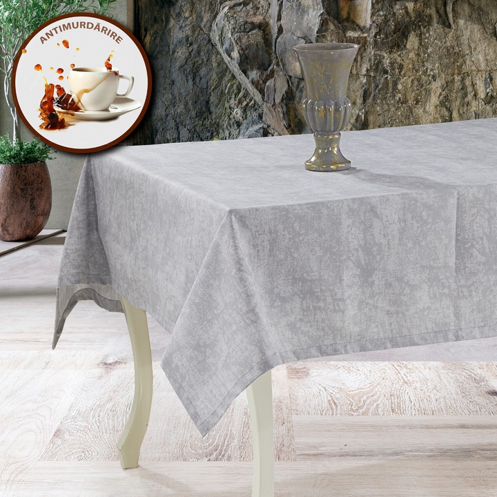 Szennyeződésmentes terítő 100% pamutból, 140 cm átmérővel, világos szürke színátmenettel